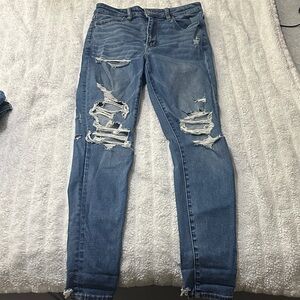 American Eagle Outfitters Blue Distressed Jeggings